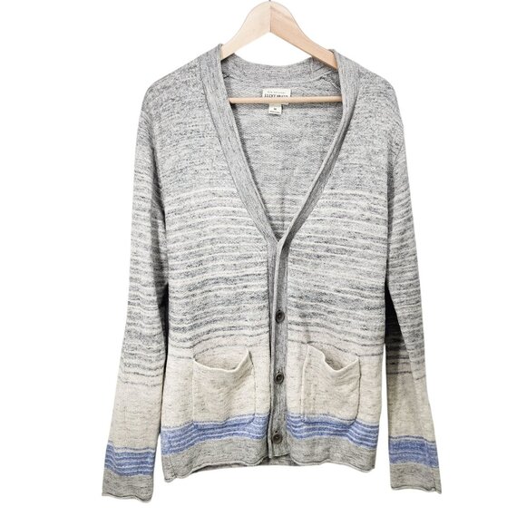 Lucky Brand Womens Medium Gray & Blue‎ Striped Cotton Cardigan Sweater M - Picture 7 of 7